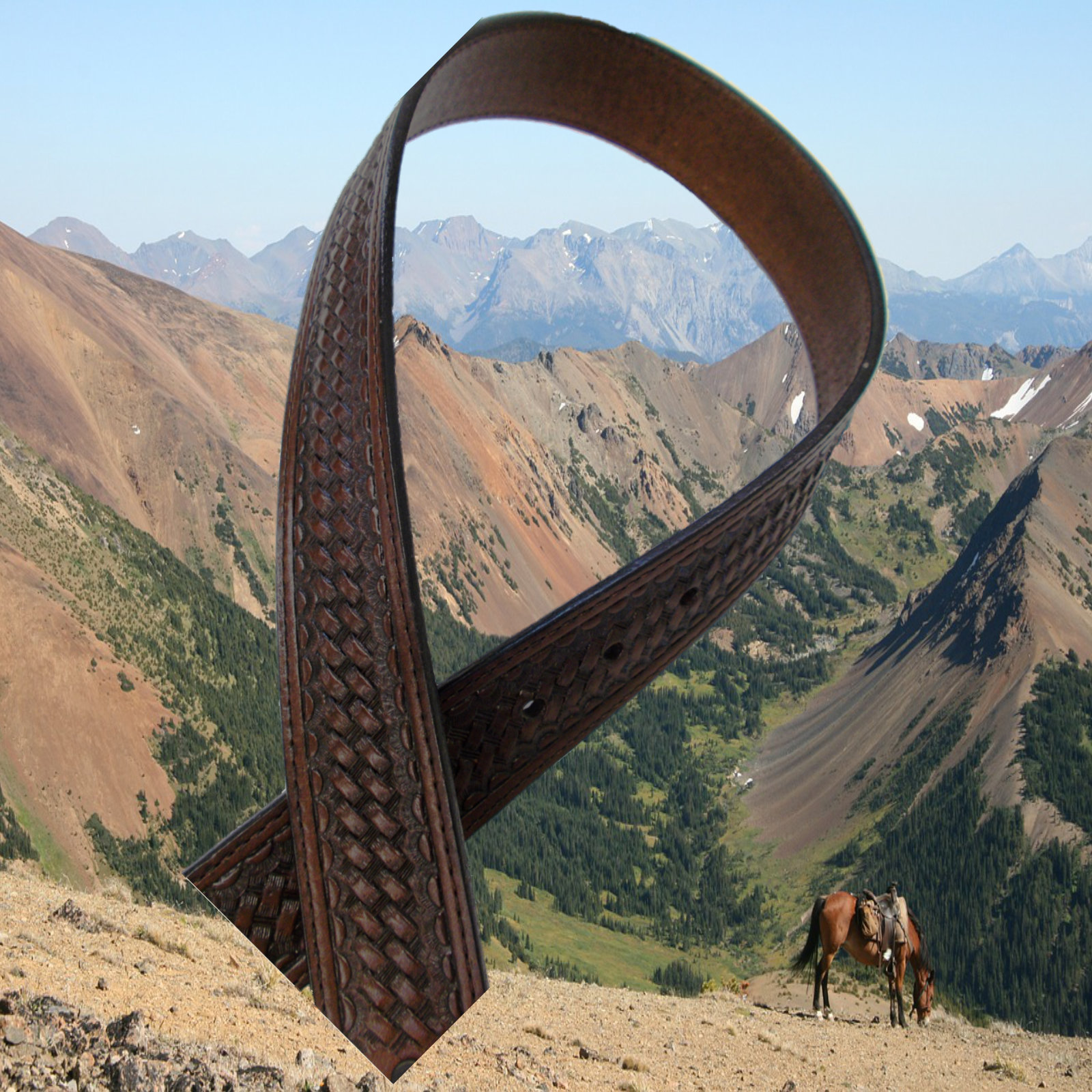 Leder Western Gürtel punziert, Continental Western Belt,dunkel