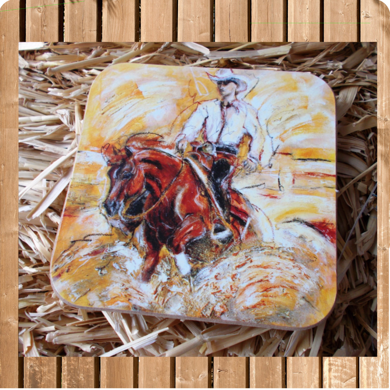 Bierdeckel Reining Horse, Untersetzer Western,Bierfilz Sliding S