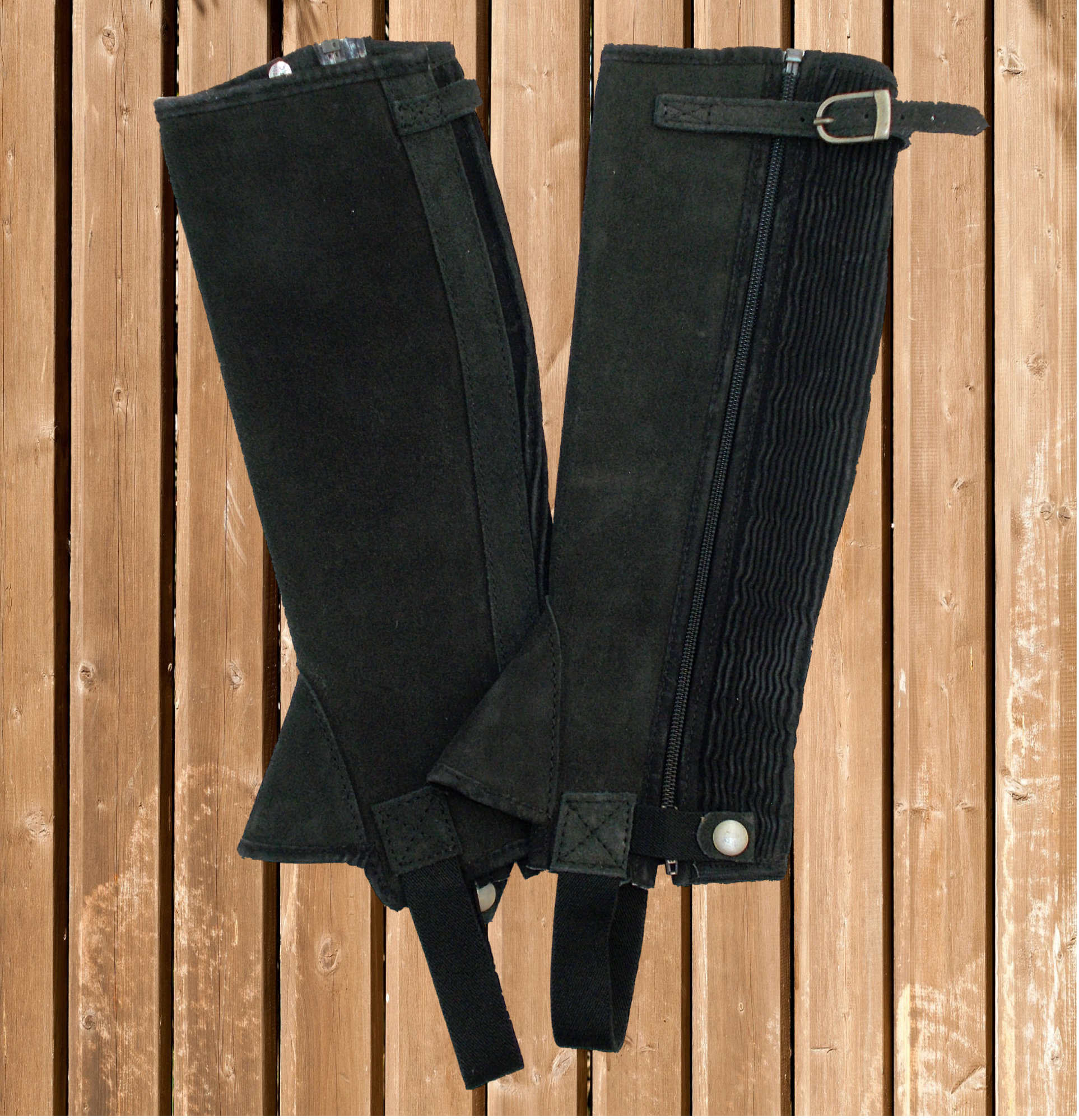 Chapsletten Bywater Waden Chaps Leder Mini Chaps schwarz Bywater Leder Chaps