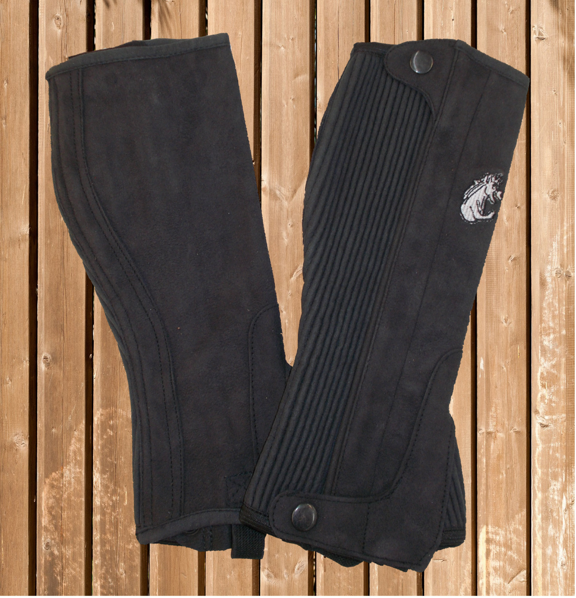 Chapsletten Bywater Waden Chaps Leder Mini Chaps schwarz Bywater Leder Chaps