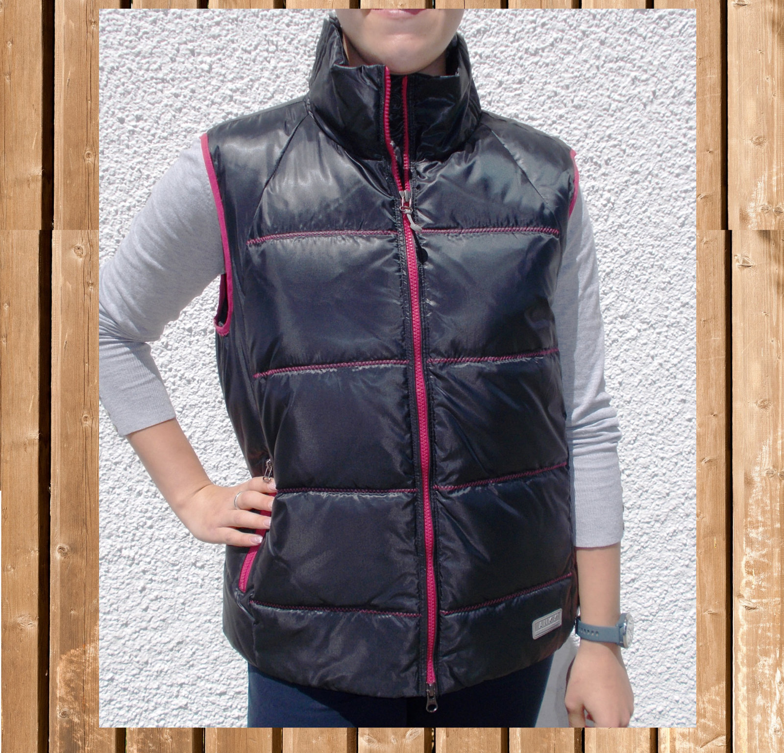 Thermo Steppweste Anky, schwarz-pink XL