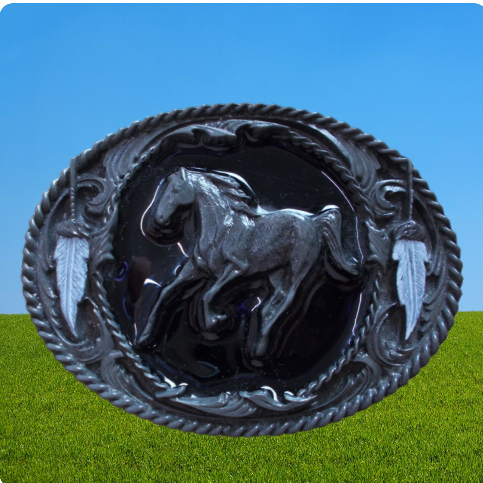 Buckle galopp. Pferd, Relief, Gürtelschnalle, Western Buckle