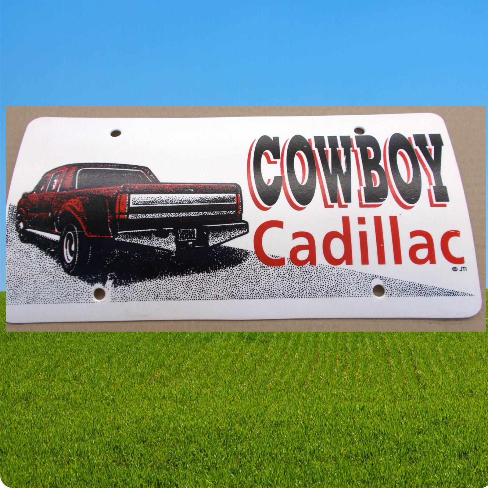 Schild \"Cowboy Cadillac\", Plastikschild, Western Schild, 30 x 15